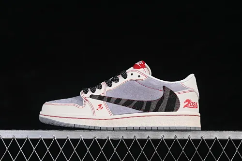 All categories Air Jordan Jordan series basketball shoes Air Jordan 1 Low High-end customized low-top sneakers Travis Scott x Fragment Design x Air Jordan 1 Low OG SP AJ1 Joe 1 Year of the Horse limited edition Gray and white leopard low-top cultural casual sneakers FF9989-012